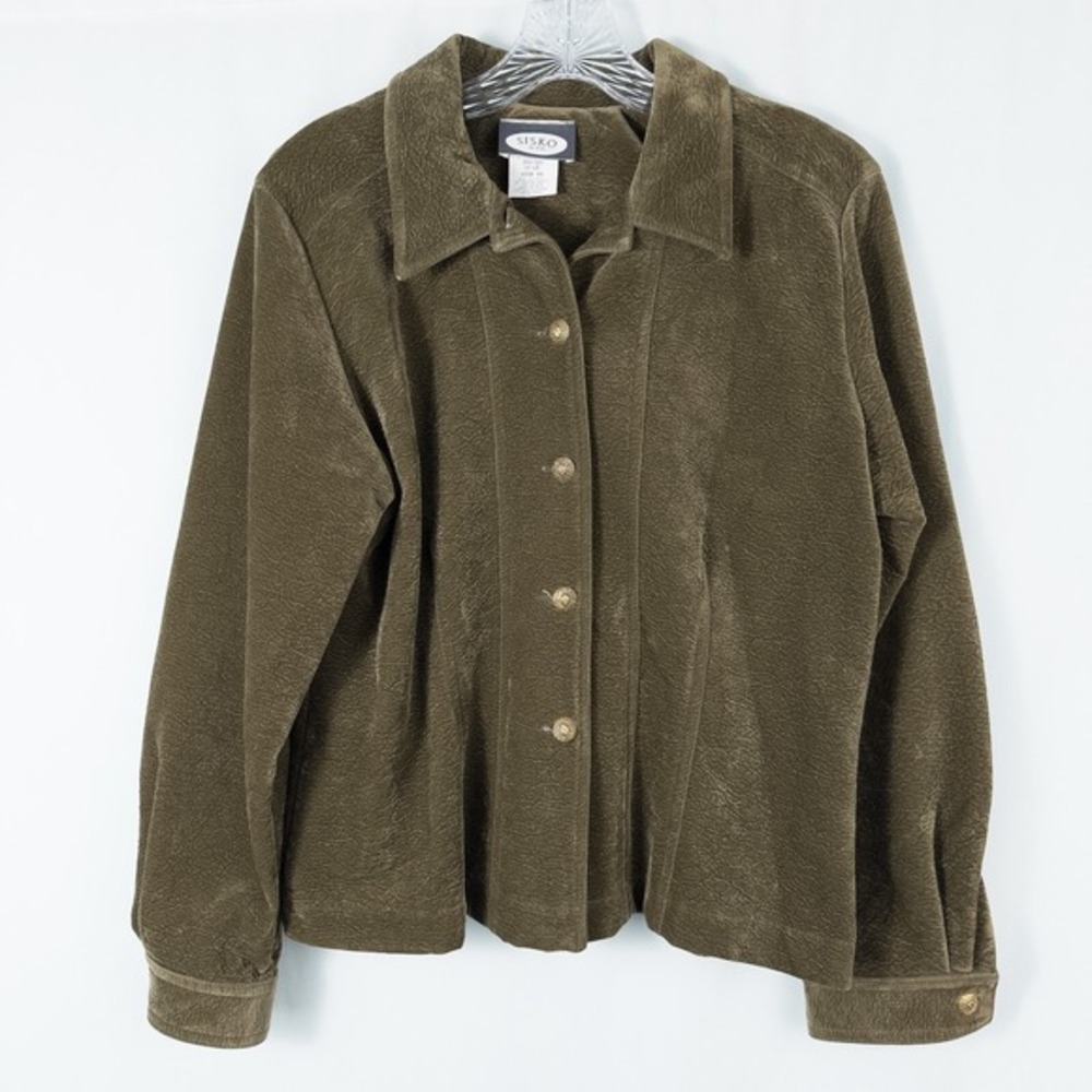 Vintage Sisko & Co Textured Button Up Jacket Womens 10 Green Cottagecore Retro‎